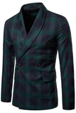 Shawl Lapel Plaid Men's Navy Homecoming Blazer