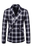 Shawl Lapel Plaid Men's Navy Homecoming Blazer