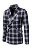Shawl Lapel Plaid Men's Navy Homecoming Blazer