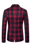 Shawl Lapel Plaid Men's Navy Homecoming Blazer