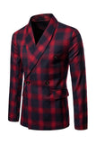 Shawl Lapel Plaid Men's Navy Homecoming Blazer