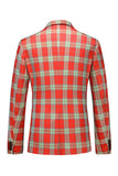 Red Plaid Notched Lapel Single Breasted Men's Homecoming Blazer