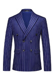 Peak Lapel 2 Piece Slim Fit Blue Striped Men's Homecoming Suits