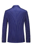 Peak Lapel 2 Piece Slim Fit Blue Striped Men's Homecoming Suits
