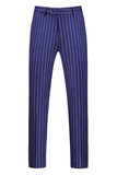 Peak Lapel 2 Piece Slim Fit Blue Striped Men's Homecoming Suits