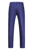Peak Lapel 2 Piece Slim Fit Blue Striped Men's Homecoming Suits
