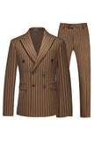 Peak Lapel 2 Piece Slim Fit Blue Striped Men's Homecoming Suits