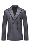 Peak Lapel 2 Piece Slim Fit Blue Striped Men's Homecoming Suits