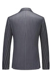 Peak Lapel 2 Piece Slim Fit Blue Striped Men's Homecoming Suits