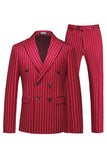 Peak Lapel 2 Piece Slim Fit Blue Striped Men's Homecoming Suits