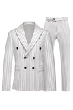 Peak Lapel 2 Piece Slim Fit Blue Striped Men's Homecoming Suits