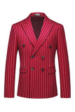 Red Striped Peak Lapel 3 Piece Slim Fit Men's Homecoming Suits