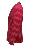 Red Striped Peak Lapel 3 Piece Slim Fit Men's Homecoming Suits