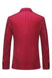 Red Striped Peak Lapel 3 Piece Slim Fit Men's Homecoming Suits