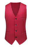 Red Striped Peak Lapel 3 Piece Slim Fit Men's Homecoming Suits