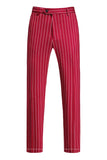 Red Striped Peak Lapel 3 Piece Slim Fit Men's Homecoming Suits