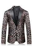 Leopard 2 Piece Slim Fit Peak Lapel Single Breasted Men's Homecoming Suits