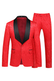 2 Piece Shawl Lapel Single Breasted Black Jacquard Men's Homecoming Suits