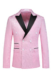 Pink Jacquard Peak Lapel 3 Piece Slim Fit Men's Homecoming Suits