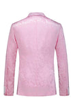 Pink Jacquard Peak Lapel 3 Piece Slim Fit Men's Homecoming Suits