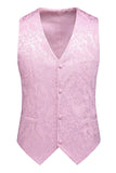 Pink Jacquard Peak Lapel 3 Piece Slim Fit Men's Homecoming Suits