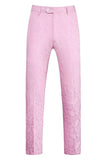 Pink Jacquard Peak Lapel 3 Piece Slim Fit Men's Homecoming Suits