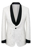 White Shawl Lapel 3 Piece Single Breasted Slim Fit Jacquard Men's Homecoming Suits
