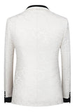 White Shawl Lapel 3 Piece Single Breasted Slim Fit Jacquard Men's Homecoming Suits
