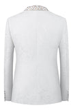 White Jacquard Shawl Lapel 2 Piece Men's Homecoming Suits With Beading