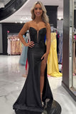 Black Sweetheart Mermaid Long Prom Dress with Slit