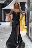 Black Sweetheart Mermaid Long Prom Dress with Slit