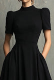 Black A-Line High Neck Long Formal Dress