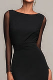 Black Mermaid Boat Neck Formal Dress with Long Sleeves