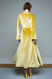 Yellow A-Line Velvet Long Sleeve Holiday Party Dress