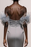 Silver Mermaid Off The Shoulder Gala Dress with Sequins