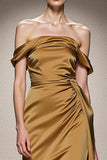 Yellow Off The Shoulder Satin Mermaid Evening Dress