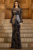 Sparkly Sequins Black Mermaid Long Formal Dress