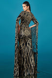 Sparkly Appliques Black Golden Mermaid Long Formal Dress with Sleeve
