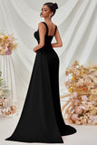 Black A Line Sweetheart Long Prom Dress with Slit