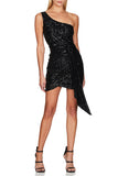 Sparkly Burgundy One Shoulder Homecoming Dress with Sequins