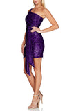 Sparkly Burgundy One Shoulder Homecoming Dress with Sequins