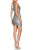 Sparkly Burgundy One Shoulder Homecoming Dress with Sequins