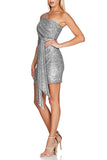Sparkly Burgundy One Shoulder Homecoming Dress with Sequins