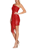 Sparkly Burgundy One Shoulder Homecoming Dress with Sequins