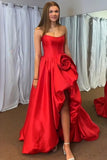 Blush Strapless A-Line Corset Long Prom Dress with 3D Flower