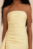 White Strapless Bodycon Midi Homecoming Dress with Ruffled