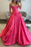 Red Strapless Princess Corset Long Prom Dress with Beading