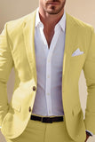 2 Piece Yellow Notched Lapel Slim Fit Single Breasted Men's Suits