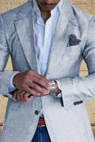 Dark Grey Notched Lapel Single Breasted Men's Blazer