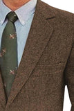 Brown Single Breasted Notched Lapel Men's Blazer
